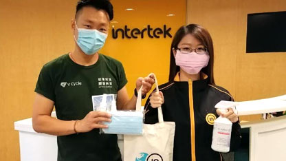 Intertek employees put together Covid donation packs